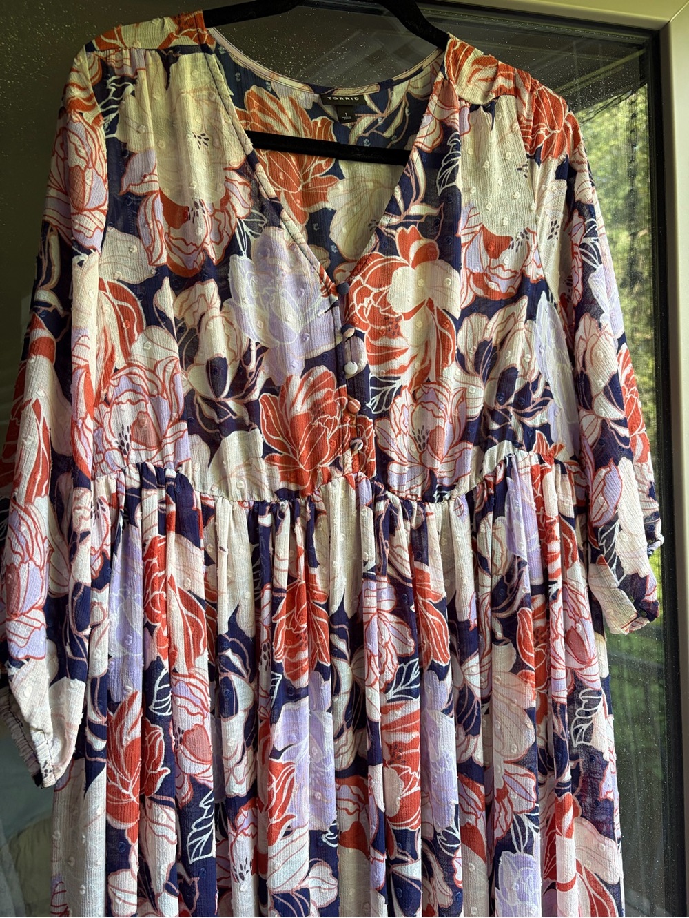 Floral Navy & Coral Girls' Tiered Dress